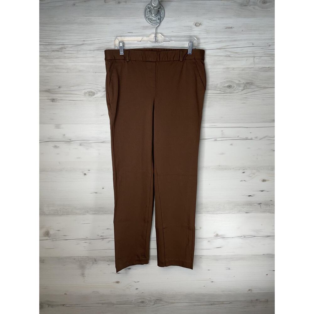 Talbots Pants Womens 10 Brown Ponte Straight Leg Pull On Stretch Dress Work‎